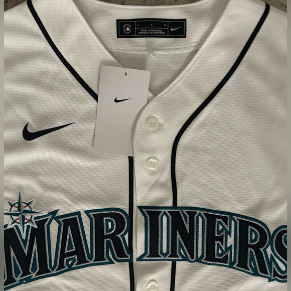 Nike Authentic Seattle Mariners MLB Baseball White Jersey Men’s Sz: L - Picture 3 of 5